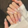 Charming Tropical Floral Pearl Handmade Press - On Nails