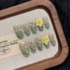 Elegant Mint Green Sea Wave Floral Handmade Press - On Nails