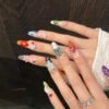 Exquisite Handmade Colorful Floral 3D Press - On Nails