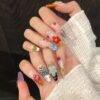 Exquisite Handmade Colorful Floral 3D Press - On Nails