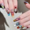 Exquisite Handmade Colorful Floral 3D Press - On Nails