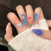 Vibrant Colorful Flower Pearl Gradient Press - On Nails