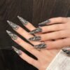 Stunning Gunmetal Sparkling Full - Diamond Gothic Press - On Nails