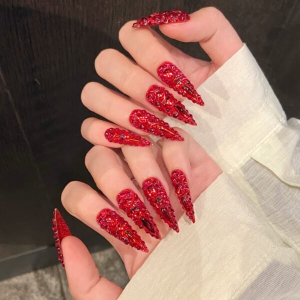 Striking All - Red Sparkling Press - On Nails