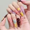 Gorgeous Colorful Flower 3D Press - On Nails