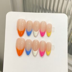 Vibrant Color - Block French - Style Press - On Nails