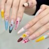 Vibrant Handmade Gradient Flower Press - On Nails