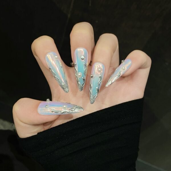 Stunning Iridescent Gray 3D Pearl Press - On Nails
