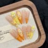 Vibrant Orange - Yellow French 3D Flower Press - On Nails