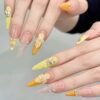 Vibrant Orange - Yellow French 3D Flower Press - On Nails