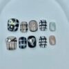 Stylish Hello Kitty Plaid Rhinestone Handmade Press - On Nails