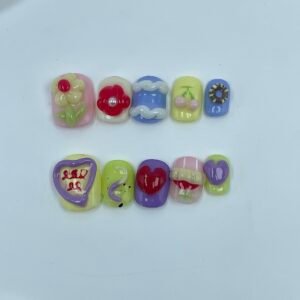 Adorable Sweet Colorful Cartoon Press - On Nails