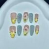 Charming Floral Colorful Gradient Press - On Nails