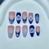 Elegant Floral Blue Pink Gradient Press - On Nails