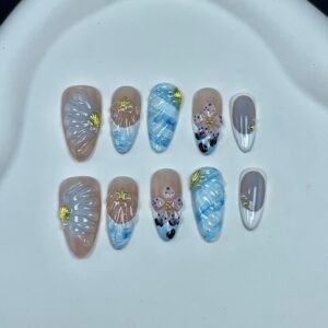 Charming Seaside Style Shell Starfish Handmade Press - On Nails