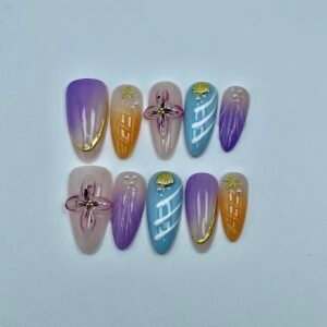 Elegant Seaside Gradient Shell Starfish Press - On Nails