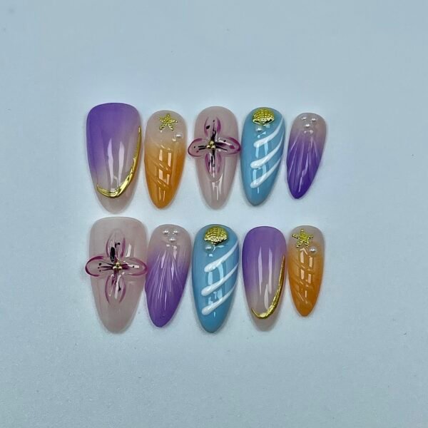 Elegant Seaside Gradient Shell Starfish Press - On Nails
