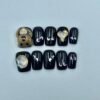 Adorable Cartoon Animal Black Base Rhinestone Press - On Nails