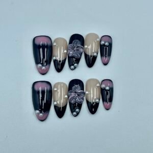 Elegant Gradient Pearl Floral Press - On Nails